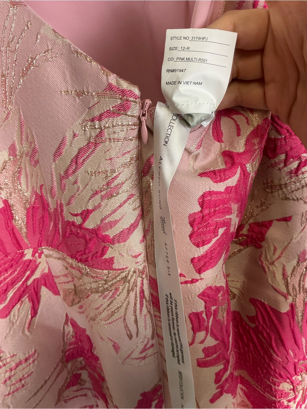 Dessy Collection Pink Floral Jacquard Maxi Dress - Picture 6 of 6